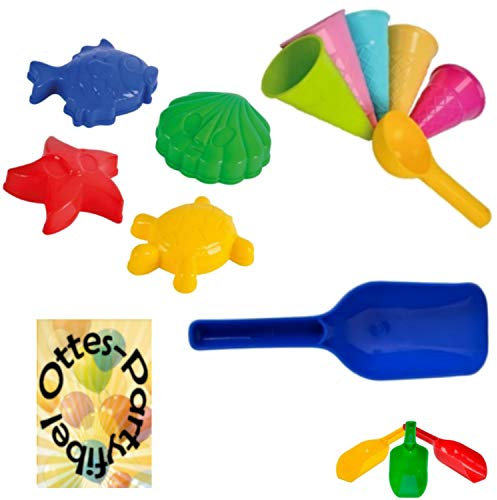 HHO Sandspielzeug: 4 Sandförmchen + 5 Eistüten + 1 Portionierer + 2 Sandschaufel Sandkasten Kindergarten