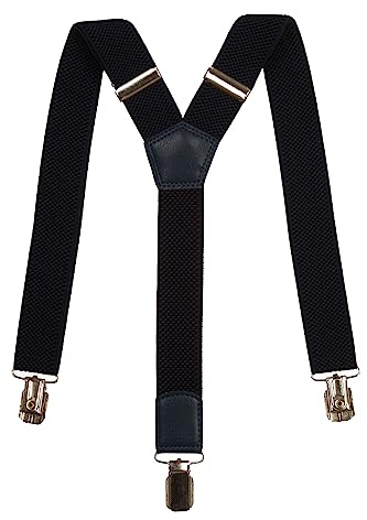 Olata Bretelles Simples en Y Élastiquées pour Enfants Entièrement Ajustables - 3 cm (5 à 12 ans). Bleu Marine