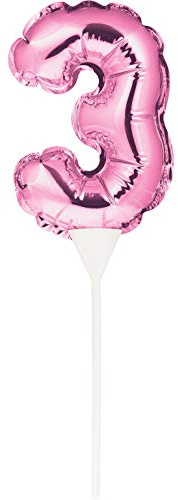 Rose Gold Number 3 Inflatable Mini Balloon Cake Topper - 1 Pc.