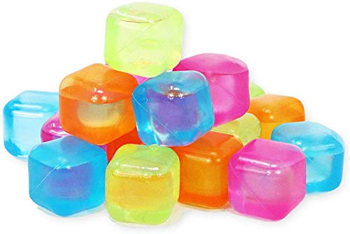 Reusable Colored Plastic Square Ice Cubes for Drinks Cocktails Beer Wine Whiskey - Non-Diluting - BPA Free - Purified Water Filled - 18 pieces