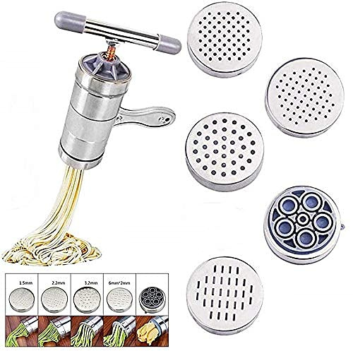 Macchina pasta fresca noodle acciaio manovella 5 formati spaghetti tagliatelle piccole idea regalo originale ottima qualità professionale resistente versatile cucina impasto facile casalinga pratica