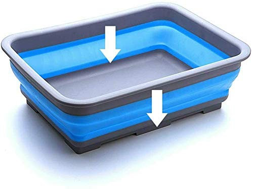 raxter Collapsible Rectangular Washing Bowl, Portable Outdoor Picnic Basket, 10 Litre Water Storage Basin, Collapsible bucket