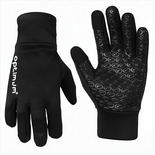 Optimum Sport Unisex Aqua Winter Gloves, Multi-Sport Waterproof Performance in All-Weather Scenarios, Touchscreen Compatible for Running, Cycling, Hiking & Daily Warmth/Protection - M, Black