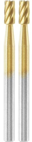 Dremel Max 194DM 3,2mm Graviermesser für Holz, Kunststoff, Metall 2er-Pack | Titan-beschichtetes, verschleißfestes HSS-Fräsmesser, 3,2-mm-Schaft, zum Schnitzen, hohe Standzeit & maximale Lebensdauer