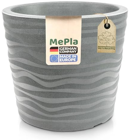 MePla - Blumentopf Trento - runder Pflanzkübel - wetterfestes Pflanzgefäß - UV-beständiger Blumenkübel - Pflanzentopf - Kübel - ø 60 cm - grau