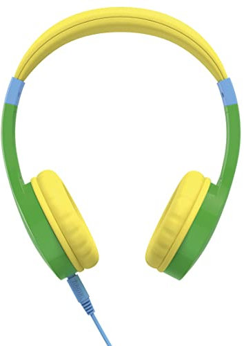 Hama | Auriculares Infantiles Seguros con limitador de Volumen 85 dB – Cómodos On-Ear, Cable Desmontable, micrófono para Clases Online y Juegos – Verde