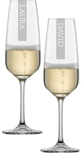 Sektgläser 2er Set mit Gravur Namen | 283ml Schott Taste (Neu: Tulip) Sektglas| Spülmaschinenfest | Weinglas mit personalisierter Lasergravur | 2 Stück Sektflöte