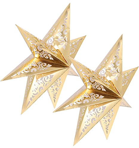Beaupretty Weihnachtsstern Kronleuchter Lampenschirm Papierstern Laterne Weihnachten Stern Decke Schirm Papier Sterne Deko für Weihnachten Hochzeit Schaufenster Hängen Dekoration 2 Stücke 45CM