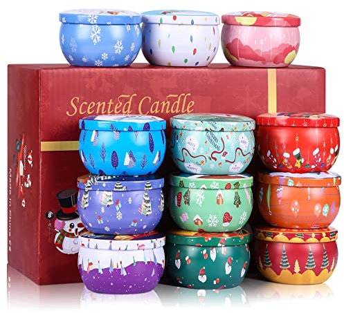 Duftkerze Set 4 Stück, Weihnachtskerze Duftkerzen Geschenkset Für Frauen, Aromatherapie Kerzen Aroma Kerzen, Natürliches Sojawachs Kerze für Muttertag, Weihnachten,Geburtstag, Valentinstag, Yoga