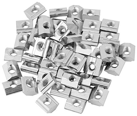 50 Stück T-Muttern, 2020/3030 Serie T Nutenstein Hammerkopf-Befestigungsmutter Kohlenstoffstahl-Mutter für Aluminiumprofil(European standard 20 type-M5),Nuss
