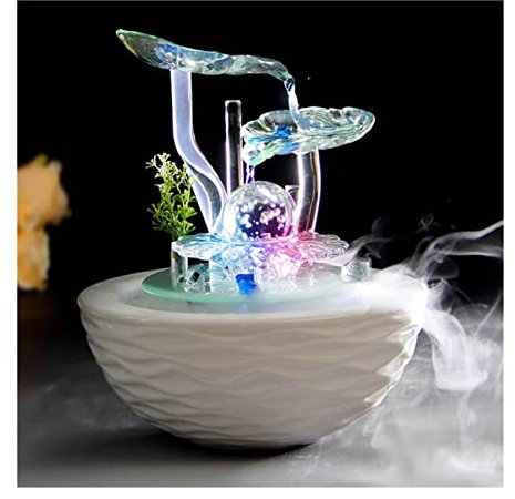 Fuente de mesa Tabletop Fountain Office Descondria Lucky Decoration Desktop Fountain Indoor Hecho a mano Cerámica Ciclo de agua Decoración Fuentes de escritorio Humidificador Decoración de regalo