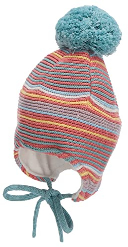 Sterntaler Baby Jungen Mütze Baby GOTS Bommelmütze Streifen Mütze - Mütze Baby - aus Baumwolle mit Ohrenklappen und Bindeband - marine