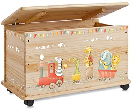 Farbklecks-Collection Spielzeugkiste Musikzug - Spielzeugkiste Holzkiste Kinderzimmer Deko personalisierbar