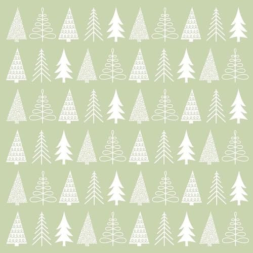 Weihnachts-Servietten moderne Tannenbäume salbei grün & weiß Christmas - Weihnachts-Deko Tisch-Dekoration Weihnachten Advent Weihnachts-Feier Winter (20, Tannenbäume salbei grün)