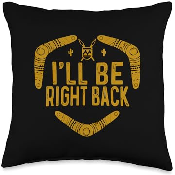 I'll Be Right Back Graphic Boomerang Player Boomerang Sports Throw Pillow