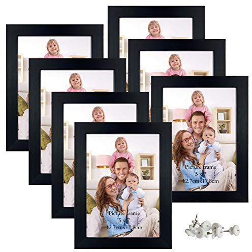Giftgarden 7 Stück Bilderrahmen Set 13x18 cm für 18x13 Fotos und Bilder, Schwarz Fotorahmen Collage, Wand- oder Tischaufsteller - Geschenk Freund