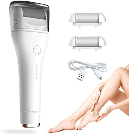 Edicare, Lima Eléctrica para Pies, Pedicura Profesional, para Mujer y Hombre, Ideal para Eliminar y Quitar Durezas, Callos y Piel, Resistente al agua, Recargable con USB, Cuidado de Pies (Blanco)
