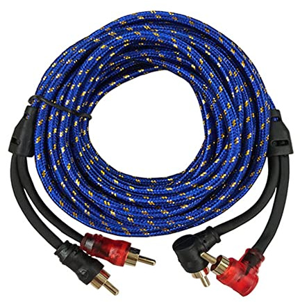 Kit De Faisceau Câblage D'amplificateur, Asudaro Audio De Voiture en Cuivre Pur 2 à 2 Câble Audio à Tête De Lotus RCA, Blindage élevé De Caisson De Basses Audio Stéréo Tressé en Nylon, 5 M/6 M