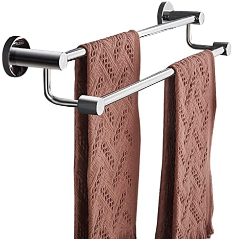 Lonmrrton Doppelstangen-Edelstahl-Handtuchhalter, runder Badetuchhalter, Wandmontage, Handtuchstange, Badezimmerzubehör, 30 cm - 120 cm optional, Schraubenmontage (Size : 100cm)