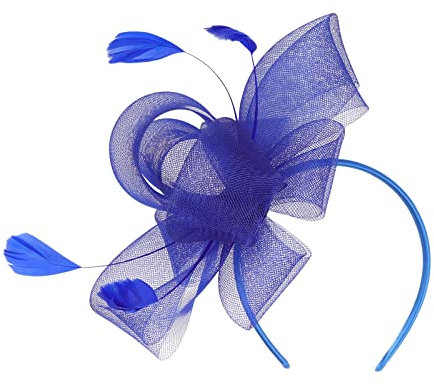 MILAX Fascinator Hochzeit Damen Elegant Fascinator Haarreif Für Hochzeit Cocktail Hochzeit Braut Kopfschmuck Kopfschmuck Feather Veil Mesh Headband 1920s Veil Fascinator Hat for Women
