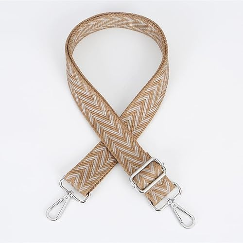 Schultergurt für Taschen, Verstellbarer Schultergurt, 3.8cm breit 80-140cm Einstellbar Breit Schulterriemen für Taschen Umhängegurt Schultergurt für Taschen mit Karabiner Streifenmuster Boho,Braun
