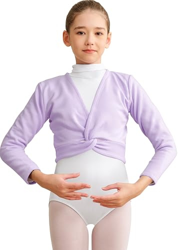 DANSHOW Top avvolgenti per Danza Classica per Ragazze Cardigan da Ballo per Bambini,Maglione Danza Interno in Velluto(824-09-L)