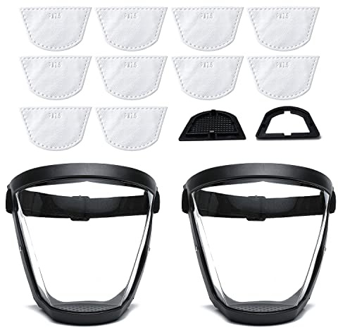 YABOYUGO 2-pack superskyddande ansiktsskydd, anti-fullansiktsskydd, transparent ansiktsskydd för vuxna, plastansiktsmask