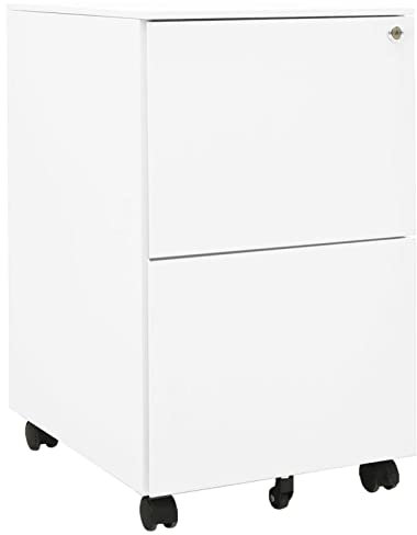 BaraSh Aktenschrank mit Rollen Weiß 39x45x67 cm Stahl BüRoschrank AktenschräNke Spind Schrank Lagerschrank Werkzeugschrank