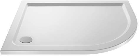 Balterley 1000 x 900 mm Offset Quadrant Shower Tray Right Hand, Slimline Shower Trays, Durable Stone Resin Base Trays for Bathroom Enclosure Cubicle, Lightweight Tray for Wetroom Showers (White)