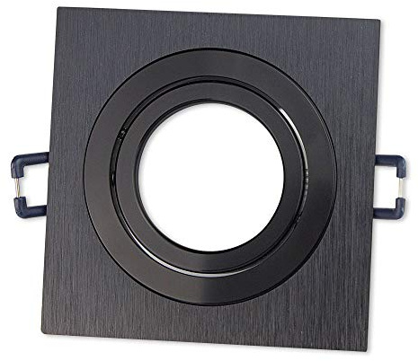 10x Einbaustrahler Rahmen Set schwarz eckig super flach - Einbaurahmen schwenkbar für GU10 MR16 Leuchtmittel - Ø75-85mm Bohrloch Einbau-Spot Strahler Einbauleuchte