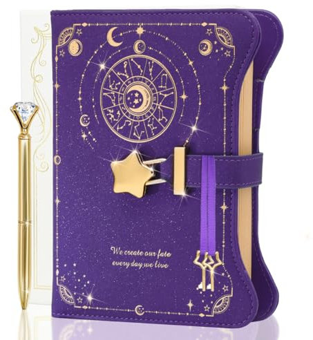Diario con cerradura y llaves para niñas y mujeres, diario de bloqueo para ideas de regalo con caja de regalo, bolígrafo y marcador, diario para mujeres con 360 páginas de papel kraft, cuaderno