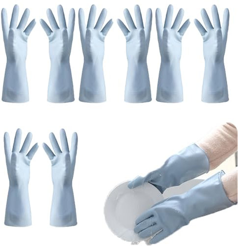 LUNCHS 4 Paare Putzhandschuhe Geeignet für Häusliche Dienstleistungen Gummihandschuhe Pflegen Sie Ihre Hände Haushaltshandschuhe(Blau,M)