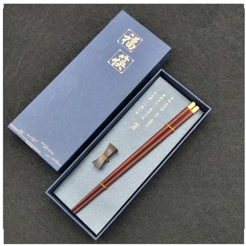 Set di bacchette e poggia bacchette riutilizzabili in legno di alta qualità, confezione regalo - Bacchette cinesi giapponesi coreane in legno naturale con custodia, bacchette antiscivolo lavabili