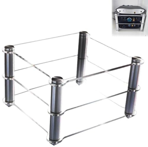 ZIUSFAC Audio Schrank Aus Acryl HiFi Regal Transparente Audio-/Video-Rack AV-Medienständer Stereo Komponenten-Rack Multimedia Desktop Audioständer Ständer Für Kleines Verstärker 2-stöckiges