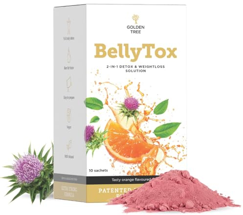 Golden Tree BellyTox – Mélange de Plantes Naturelles avec Garcinia Cambogia, Thé Vert, Chardon-Marie et Hibiscus – 10 Sachets