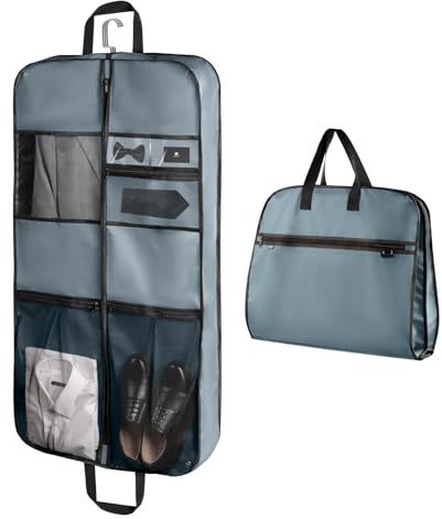 pack all 110 cm Premium Anzugtasche, Hängender Faltbarer Reisekleidersack | Wasserabweisende, Staubdichte & Reißfeste Kleiderhülle mit Seitenfalte für Anzüge, Hemden, Kleider & Mäntel, Grau