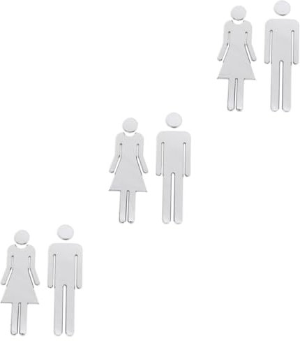 SOLUSTRE 3paires Panneau Mural Autocollant Miroir Autocollant Toilette Publicitaire Pour Hommes Et Femmes Signalisation Toilettes Décoration De Mur Pour Écoles Et Bars Lot