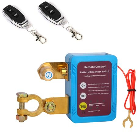 Drahtloser Ferngesteuerter Auto Trennschalter 12V 240A,Blau Automatic Batterie Trennschalter Mit Fernbedienung,Anti-Diebstahl Batterietrennschalter Kill Switch für ATV,Anhänger,Boote,Auto,LKW,RV