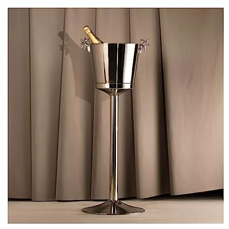 SONGYL-20249 Seau à Boissons Grand Refroidisseur de vin sur Pied en Acier Inoxydable et Cave à vin avec Seau à Glace Garde la Glace Froide et sèche, idéale pour Le Bar, la fête et la bière.(Silver)