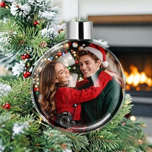 Personalisierte Weihnachtskugeln mit Foto Weihnachtsbaumschmuck,Christbaumkugeln selbst gestalten,Personalisierte Weihnachtsdekorationen für den Weihnachtsbaum für Familie,Freunde und Verwandte