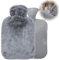 XOXVURI Bouillotte Eau Chaude Bouillotte Moelleuse Bouillottes Avec Poche Kangourou Bouillotte Chaude Chauffe Main Ventre Cou Bouillote Antifuite Gris 1000Ml