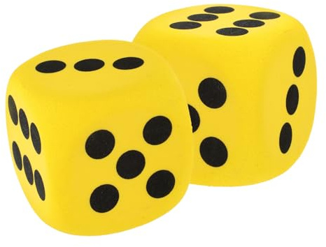 JOINPAYA Set di Dadi Grandi in Eva Gialli 2 Pezzi Angoli Arrotondati, Gioco Educativo e Decorazioni Scuola per Bambini e Ragazzi