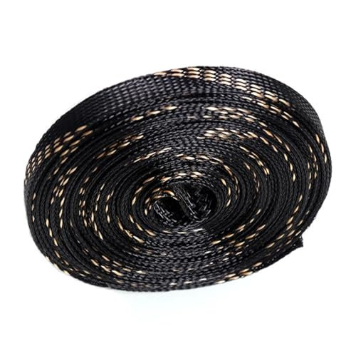 CYMMIYT Cable Sleeves 1M 5M 10M Expandable Braided Cable Sleeve Insulation Wire Protecting Nylon wire Sheathing 4 6 8 10 12 15 20 25mm for Power Cord Audio Video Cable(Black Gold,15MM_10 METER)
