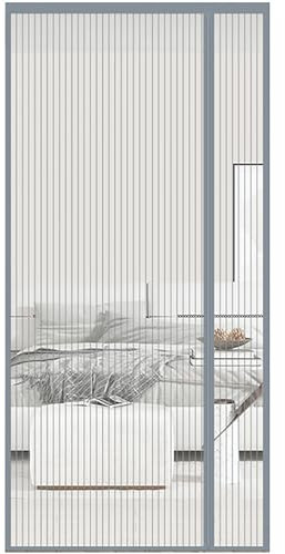 PHOGARY Mosquitera magnética para puertas, malla de fibra de vidrio duradera de 100 x 210 cm, apertura lateral izquierda y derecha, malla antimosquitos con potentes imanes y cinta mágica de marco
