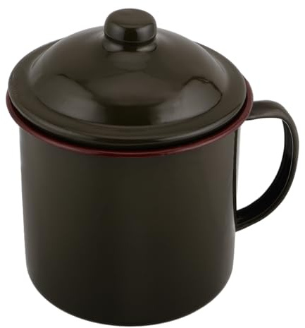 Kisangel Enamel Mug with Lid Large 700Ml Retro Camping Coffee Cup Vintage Style Tea Cup for Outdoor Hiking and Home Use