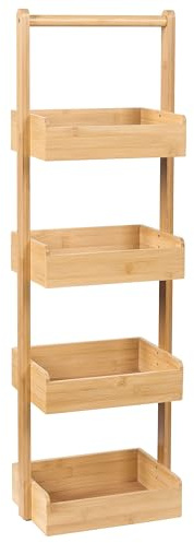 Beliani Scaffale da bagno in bambù a 4 livelli di design in marrone chiaro