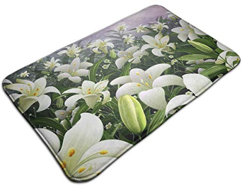 Fácil de Limpiar Tapete Hermoso Lirio Antideslizante Alfombrilla de WC 60×40cm para Cocina,Mascotas,Ducha,Balcón