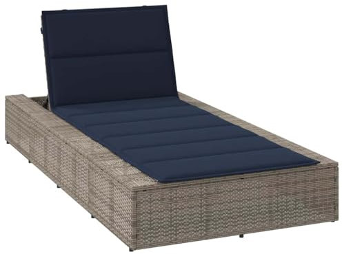 Verderoom Sonnenliege 2 Personen schwebender Auflage Gartenliege Verstellbar Doppelliege Outdoor Sonnenliege Wetterfest Sonnenbett Loungebett Gartenbett-Grau und Blau-