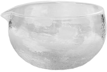 Milageto Cuenco de Vidrio para Matcha, chawan Ceremonial con Boquilla, Regalo de 13.5, tazón de té, chawan Ceremonial único para Mezclar, para té de, Claro