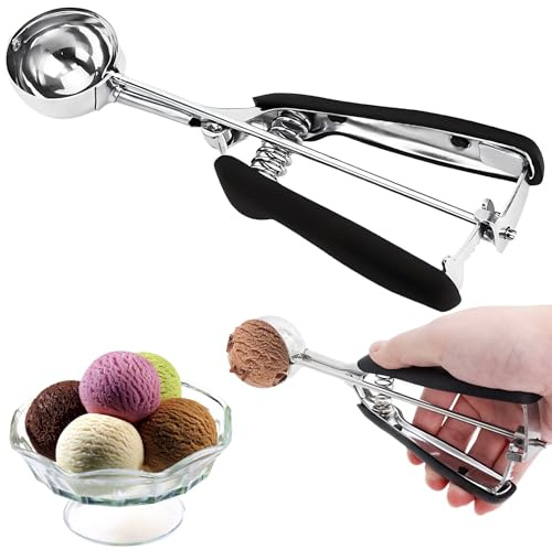 Ice Cream Scoop with Easy Trigger, 6cm Ice Cream Spoon Large Stainless Steel Ice Cream Spoon Cookie Scoop Fruit Potato Scoop for Meatballs Mellon Balls Mashed Cookies Potatoes Muffins
